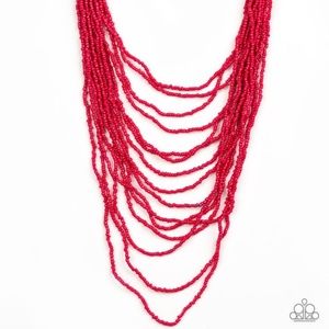 Bora Bombora- Red Necklace and Earring Set